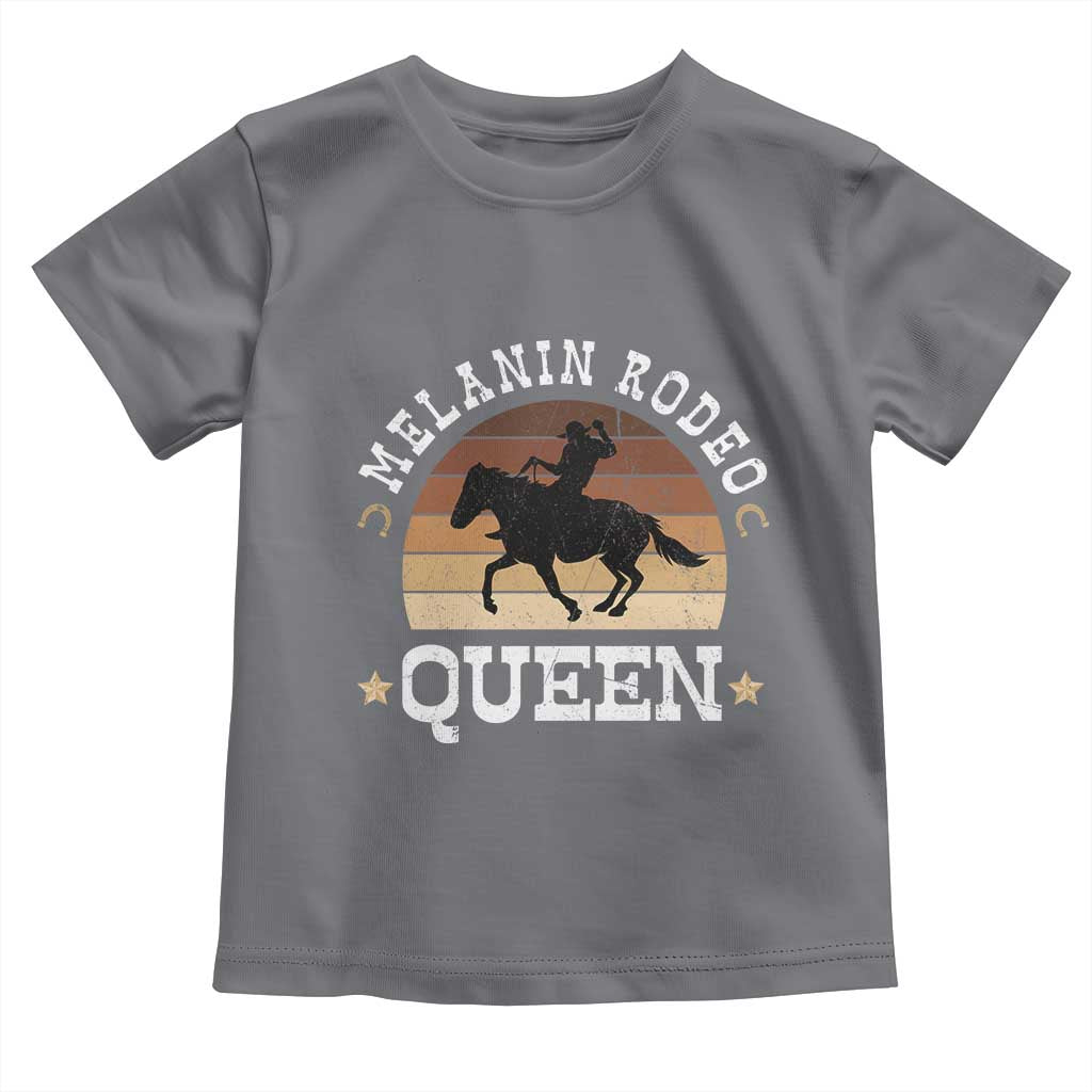 Melanin Rodeo Queen Toddler T Shirt Cowgirl Riding Horse African American Cowgirls Retro