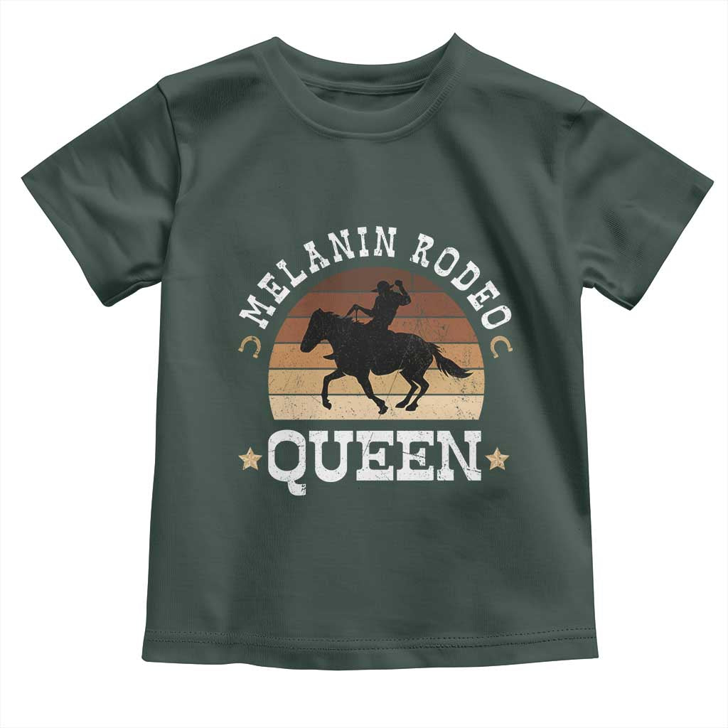 Melanin Rodeo Queen Toddler T Shirt Cowgirl Riding Horse African American Cowgirls Retro