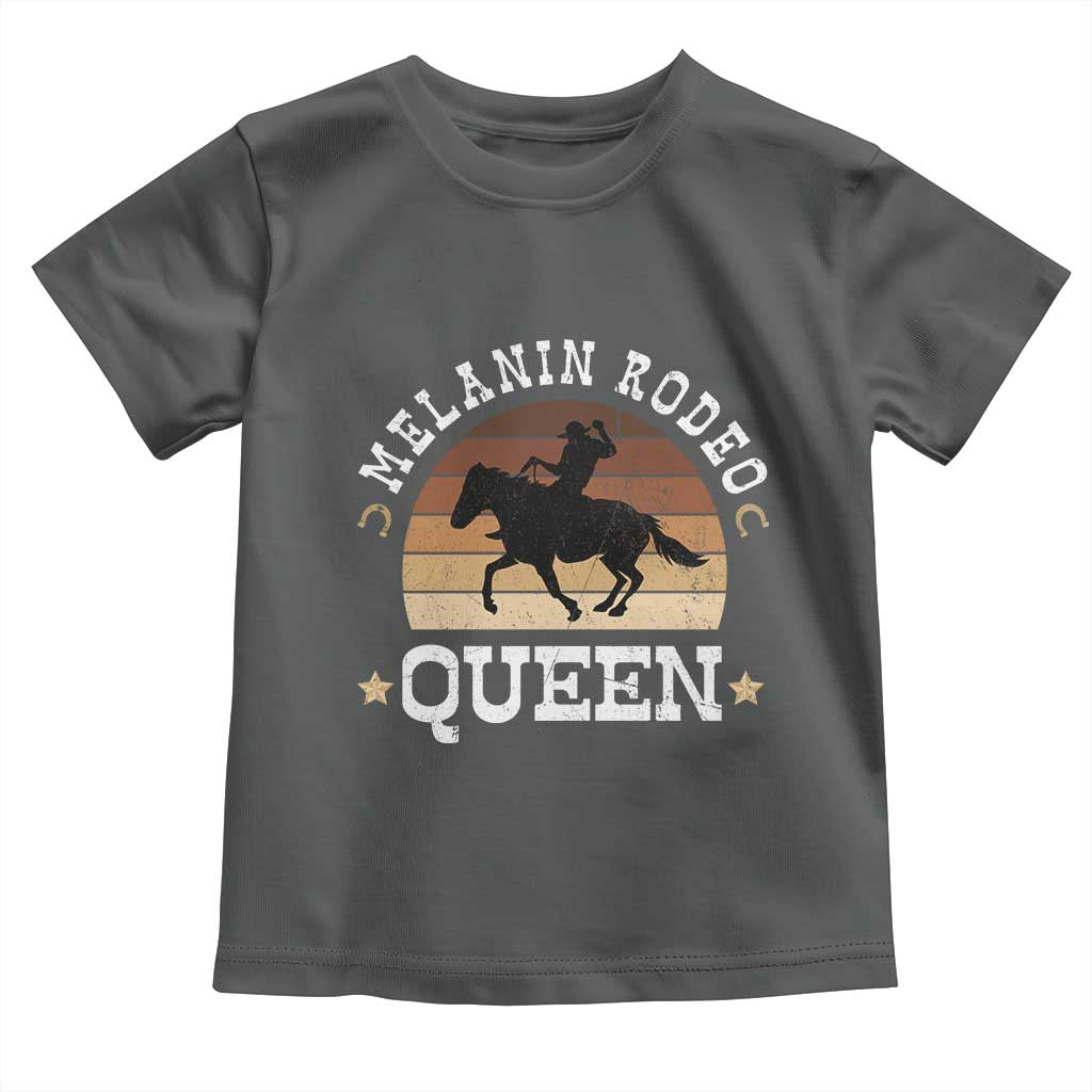 Melanin Rodeo Queen Toddler T Shirt Cowgirl Riding Horse African American Cowgirls Retro