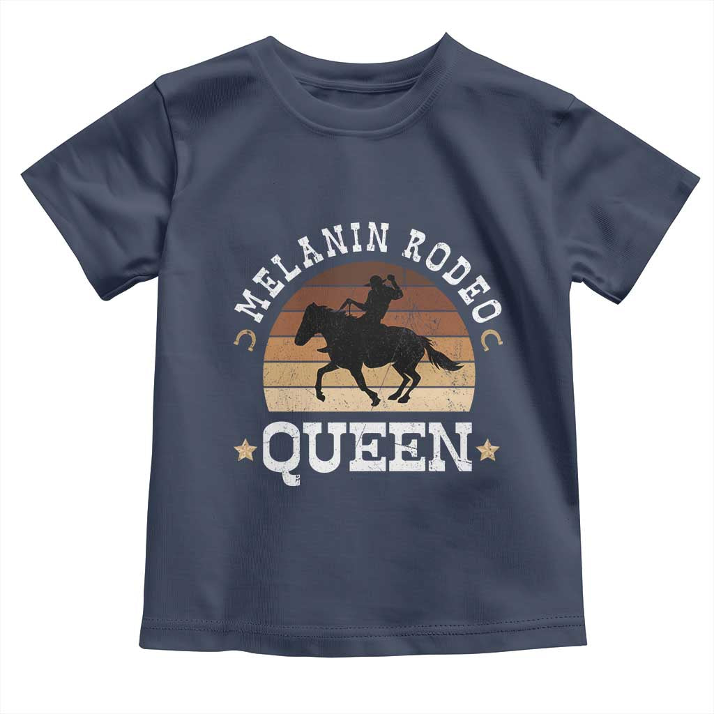 Melanin Rodeo Queen Toddler T Shirt Cowgirl Riding Horse African American Cowgirls Retro