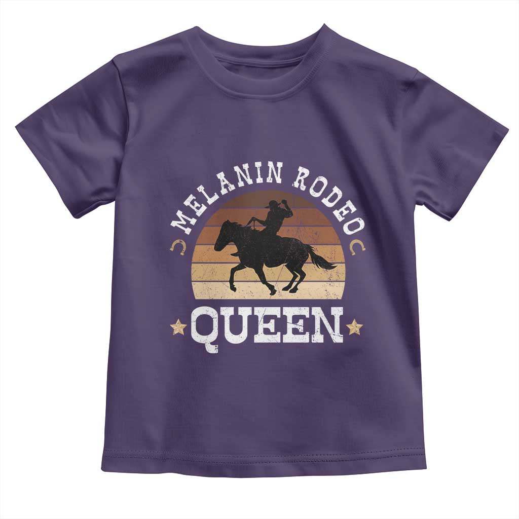 Melanin Rodeo Queen Toddler T Shirt Cowgirl Riding Horse African American Cowgirls Retro