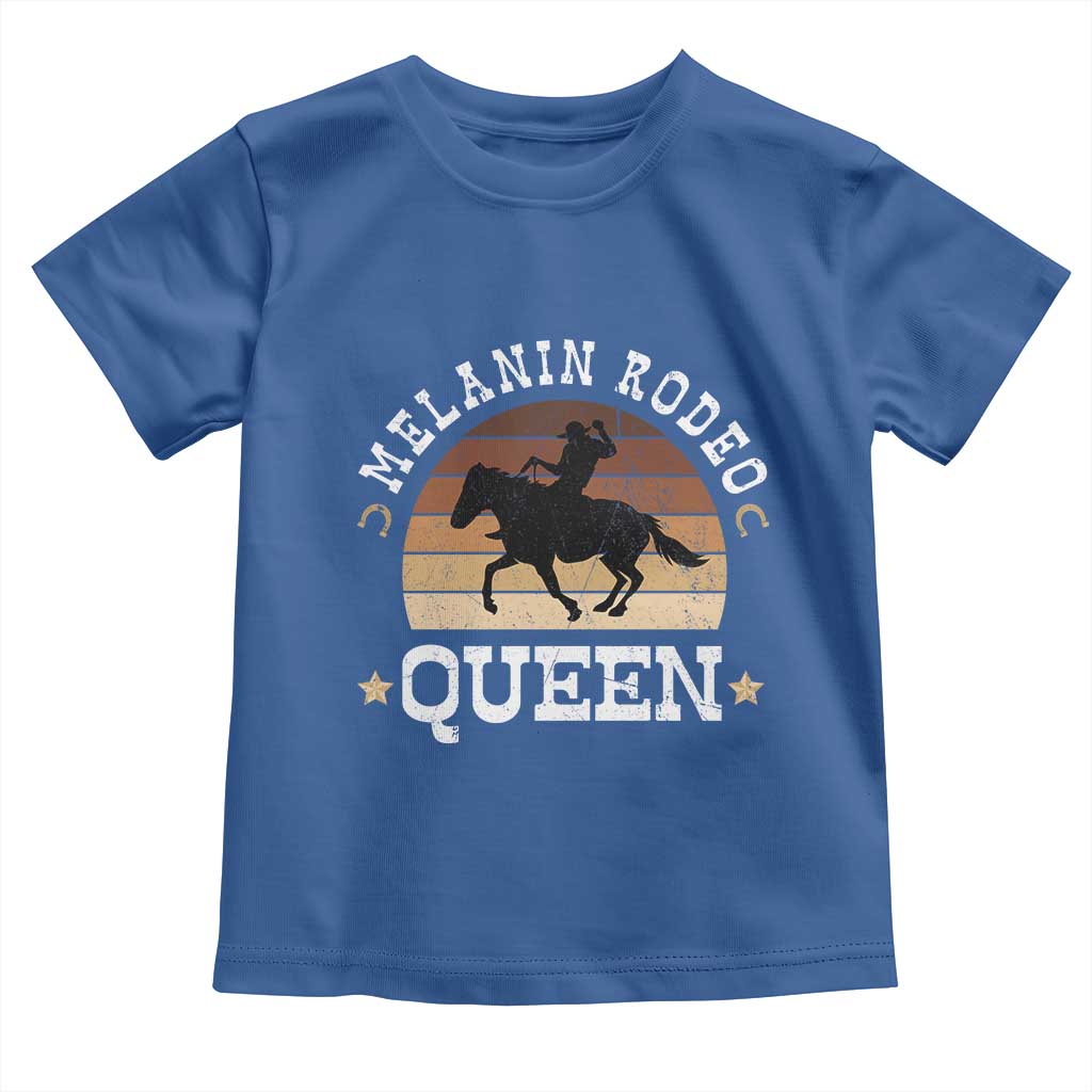 Melanin Rodeo Queen Toddler T Shirt Cowgirl Riding Horse African American Cowgirls Retro
