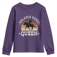 Melanin Rodeo Queen Youth Sweatshirt Cowgirl Riding Horse African American Cowgirls Retro