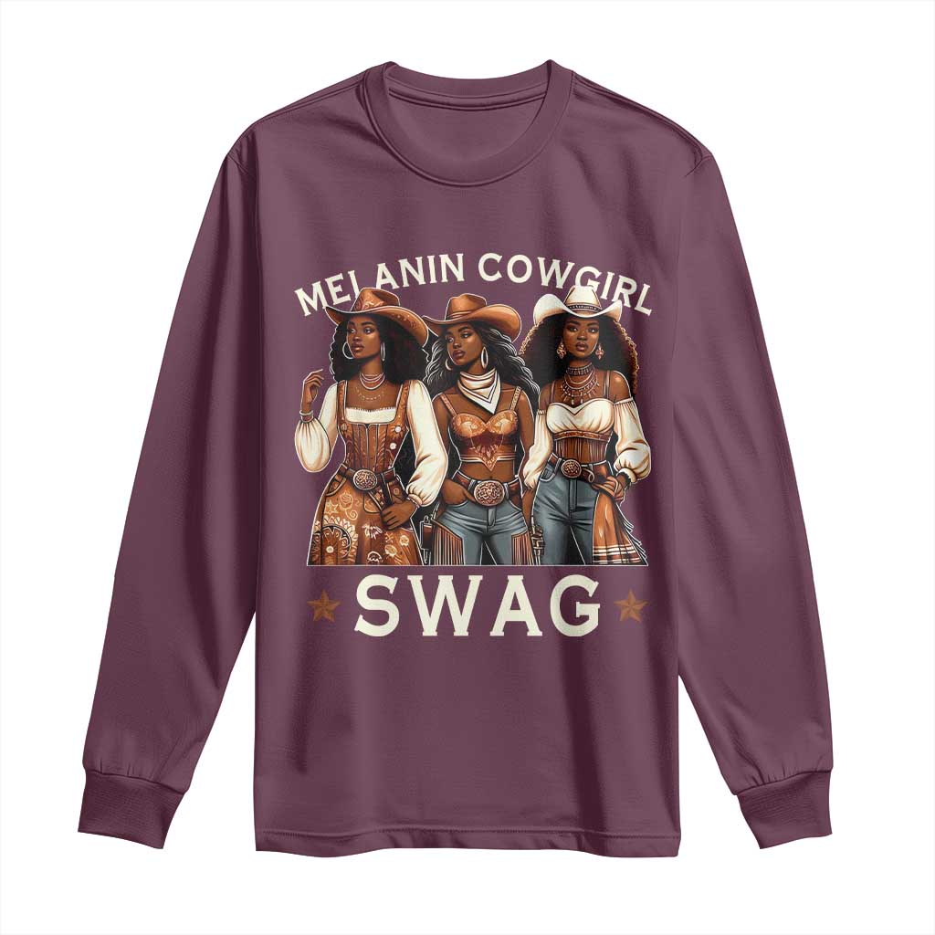 Melanin Cowgirl Swag Long Sleeve Shirt Cool African American Cowgirls Black History