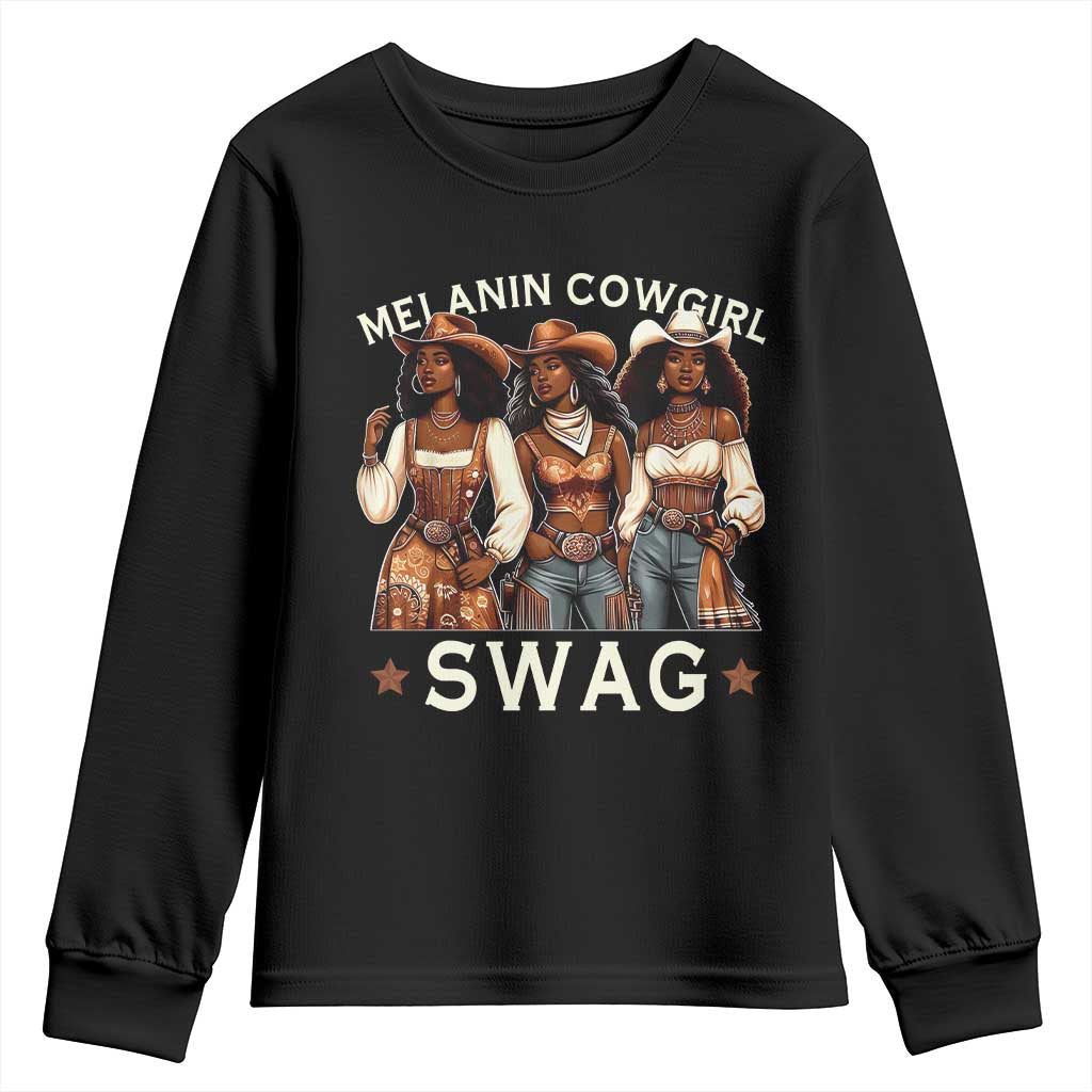 Melanin Cowgirl Swag Youth Sweatshirt Cool African American Cowgirls Black History