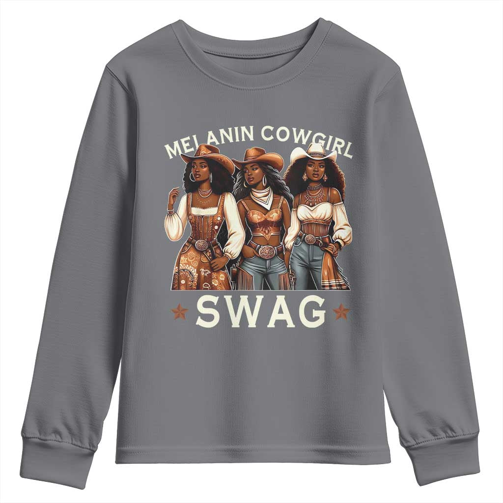 Melanin Cowgirl Swag Youth Sweatshirt Cool African American Cowgirls Black History