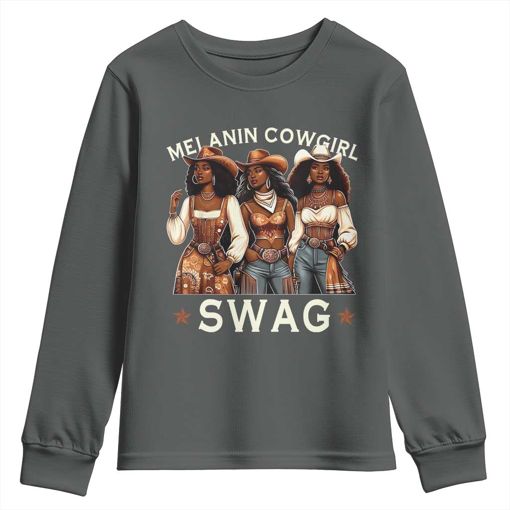 Melanin Cowgirl Swag Youth Sweatshirt Cool African American Cowgirls Black History