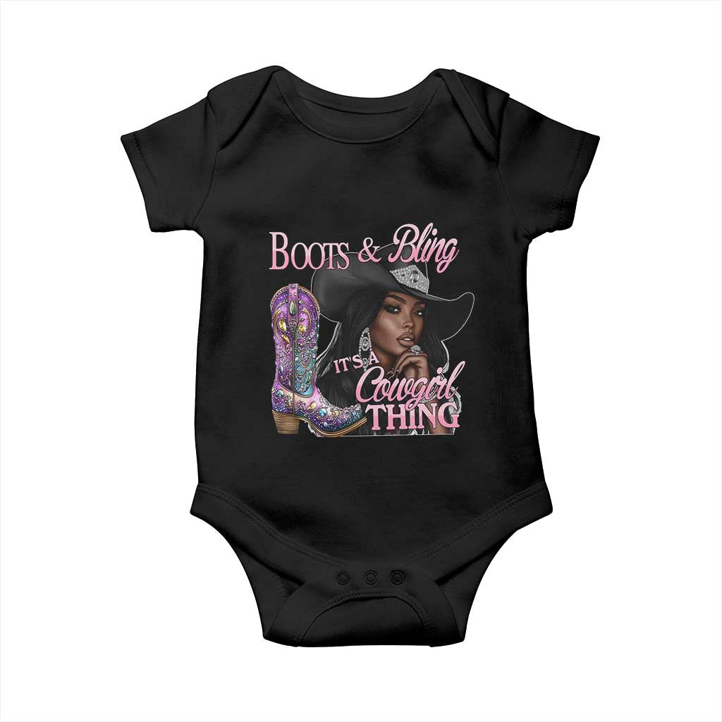 Melanin Cowgirl Baby Onesie Boots & Bling its a Cowgirl Thing Black Cowgirl Melanin