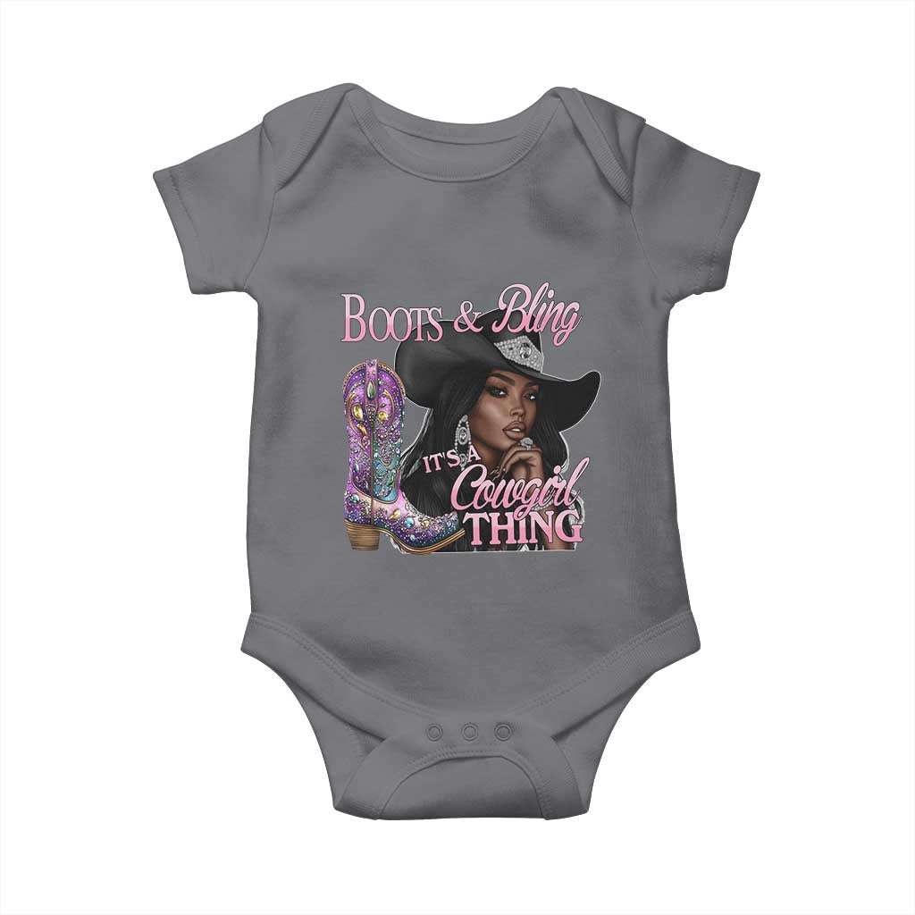 Melanin Cowgirl Baby Onesie Boots & Bling its a Cowgirl Thing Black Cowgirl Melanin