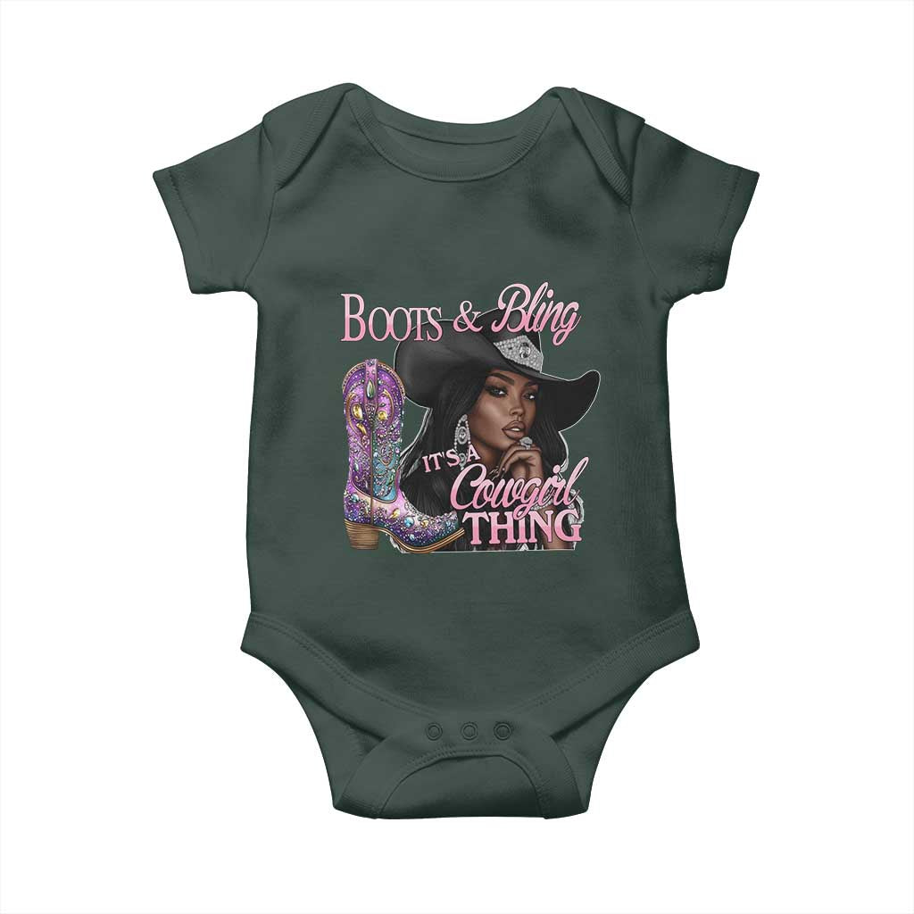 Melanin Cowgirl Baby Onesie Boots & Bling its a Cowgirl Thing Black Cowgirl Melanin