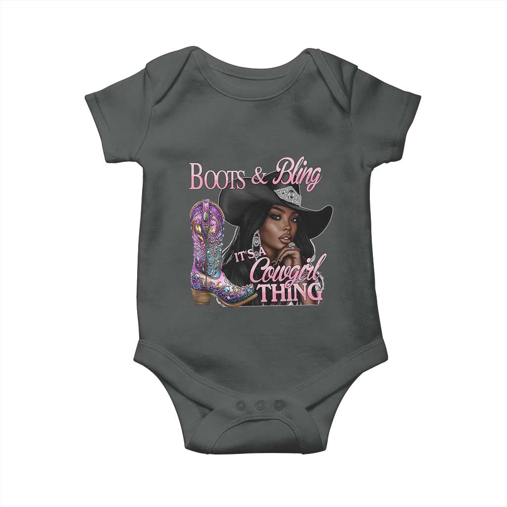 Melanin Cowgirl Baby Onesie Boots & Bling its a Cowgirl Thing Black Cowgirl Melanin