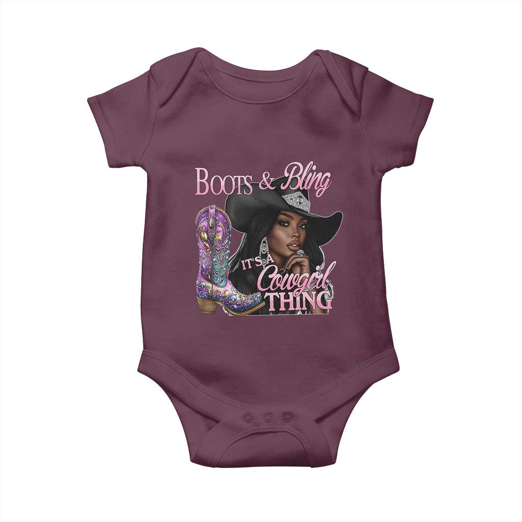 Melanin Cowgirl Baby Onesie Boots & Bling its a Cowgirl Thing Black Cowgirl Melanin