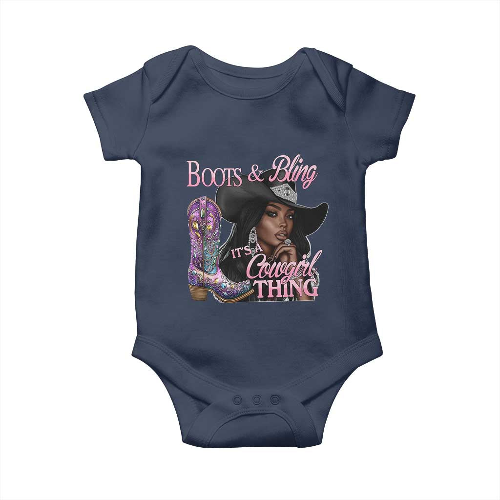 Melanin Cowgirl Baby Onesie Boots & Bling its a Cowgirl Thing Black Cowgirl Melanin