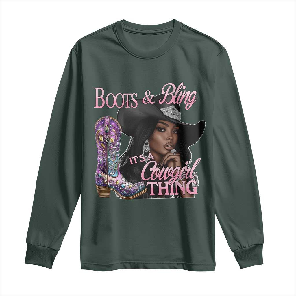 Melanin Cowgirl Long Sleeve Shirt Boots & Bling its a Cowgirl Thing Black Cowgirl Melanin