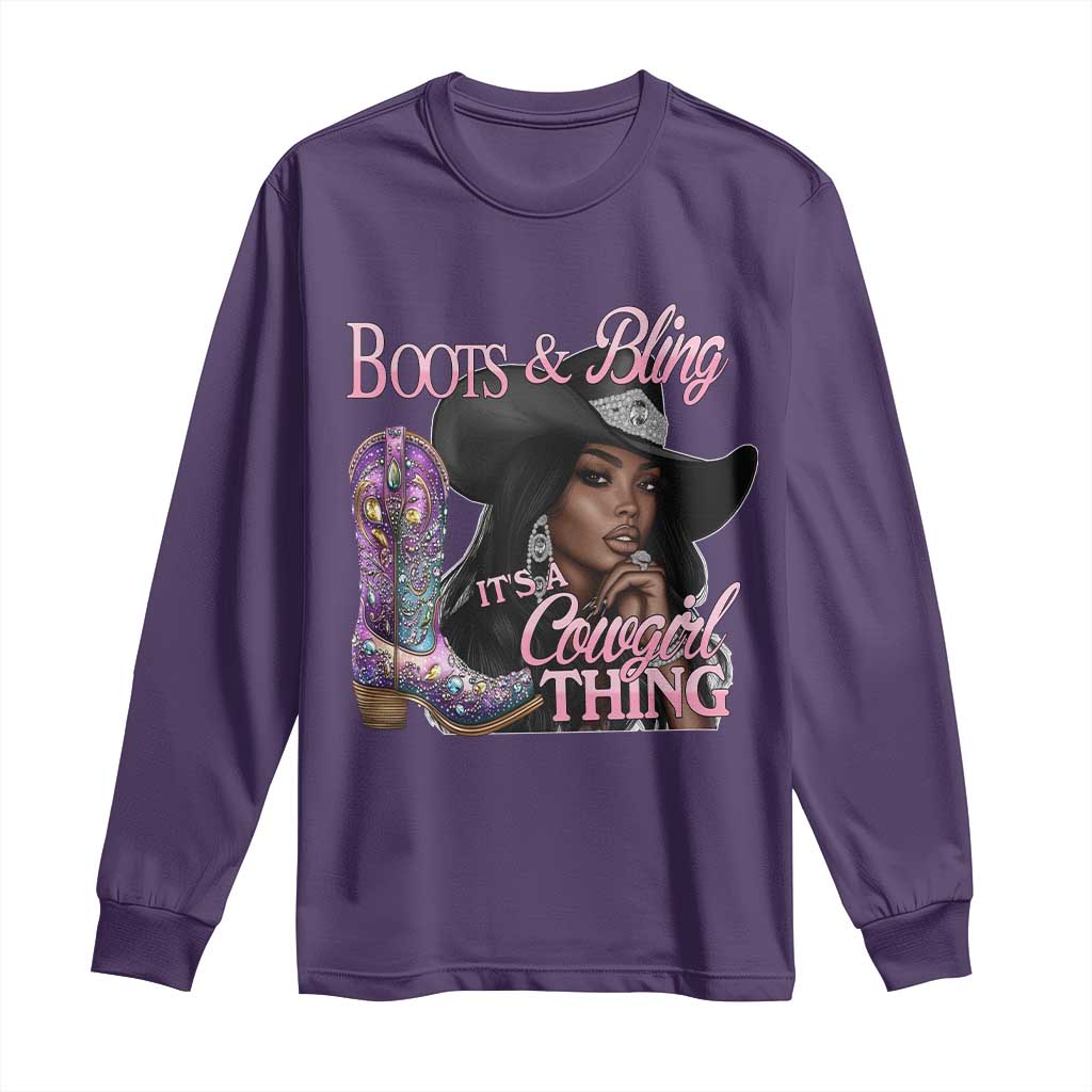 Melanin Cowgirl Long Sleeve Shirt Boots & Bling its a Cowgirl Thing Black Cowgirl Melanin