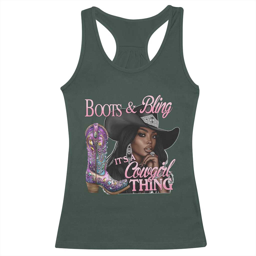 Melanin Cowgirl Racerback Tank Top Boots & Bling its a Cowgirl Thing Black Cowgirl Melanin
