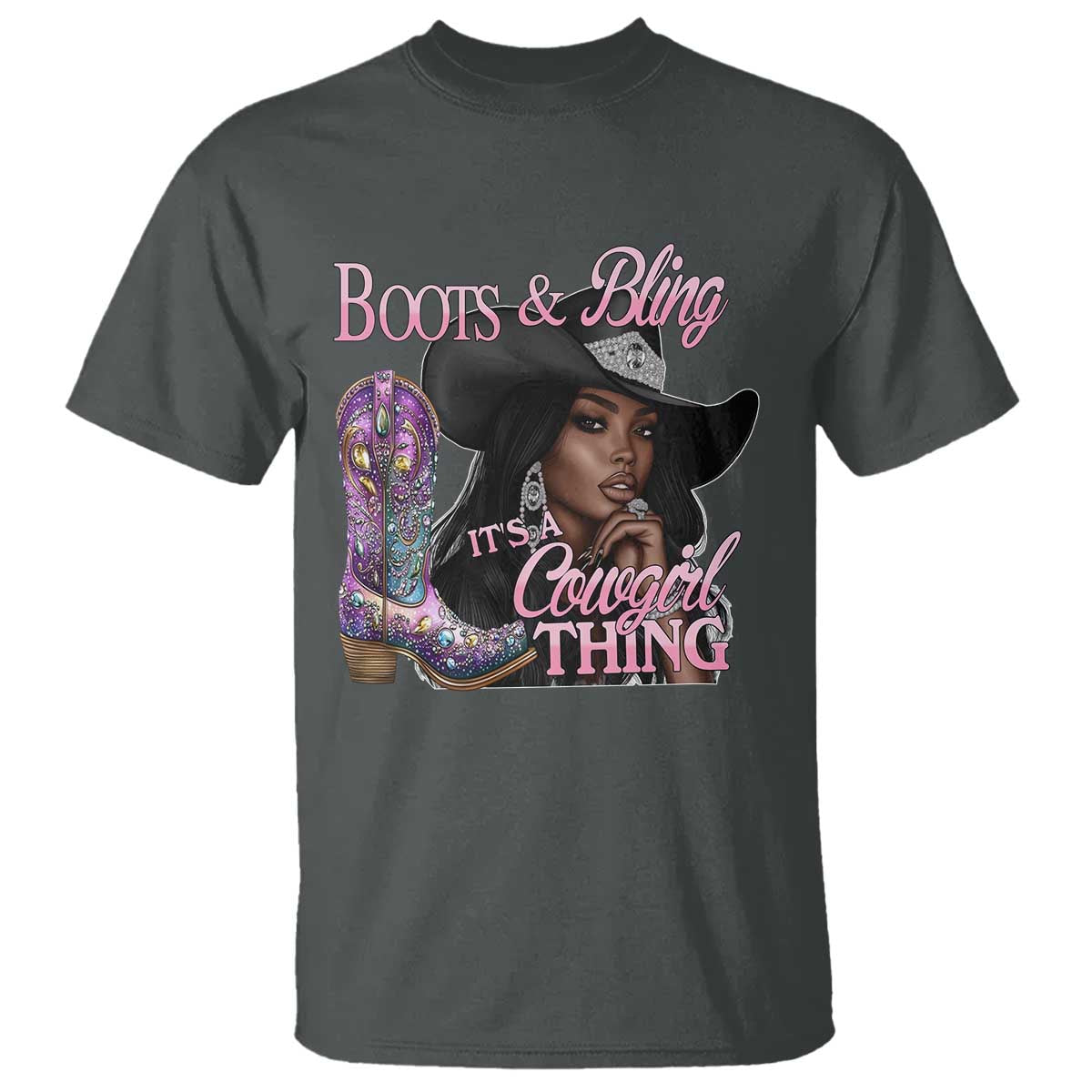 Melanin Cowgirl T Shirt Boots & Bling its a Cowgirl Thing Black Cowgirl Melanin