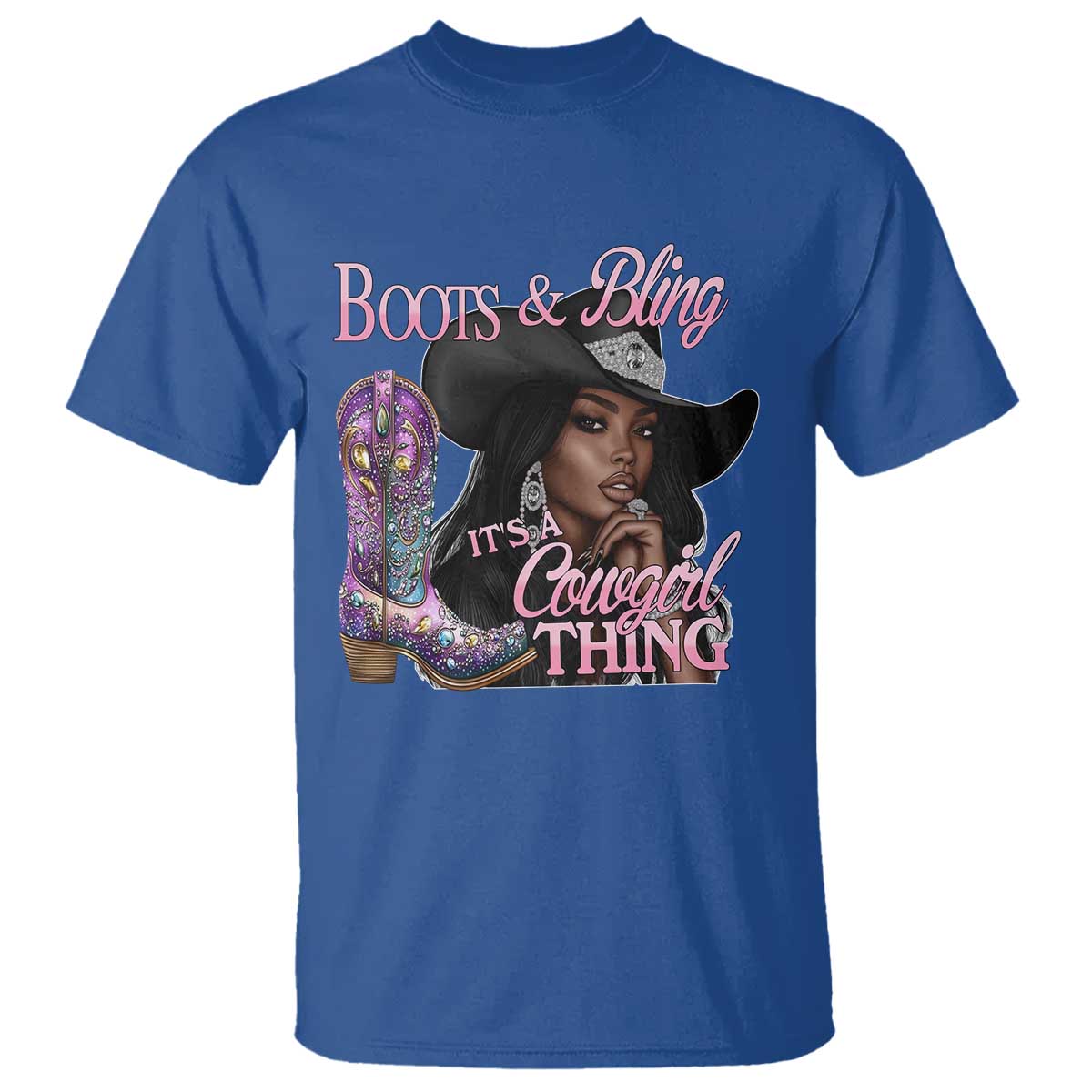 Melanin Cowgirl T Shirt Boots & Bling its a Cowgirl Thing Black Cowgirl Melanin