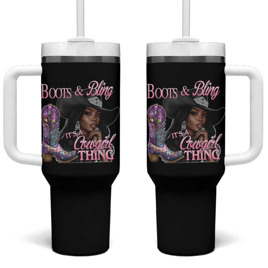 Melanin Cowgirl Tumbler With Handle Boots & Bling its a Cowgirl Thing Black Cowgirl Melanin