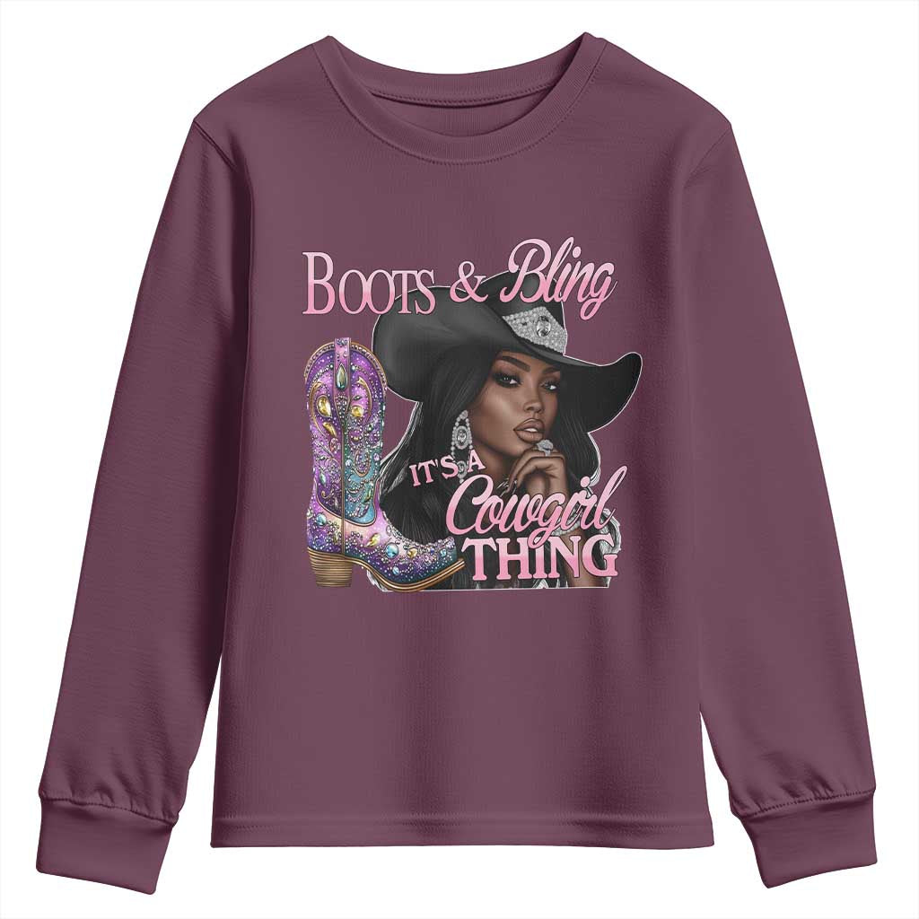 Melanin Cowgirl Youth Sweatshirt Boots & Bling its a Cowgirl Thing Black Cowgirl Melanin