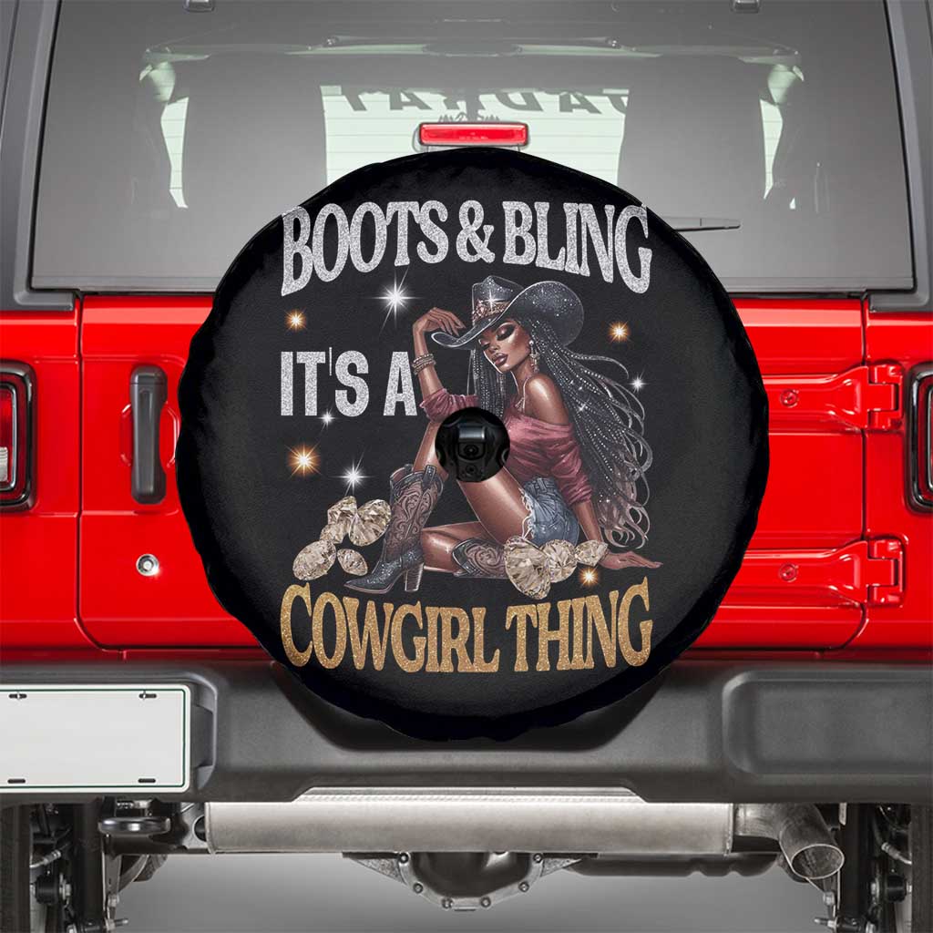 Melanin Cowgirl Spare Tire Cover Boots & Bling It's A Cowgirl Thing Black History