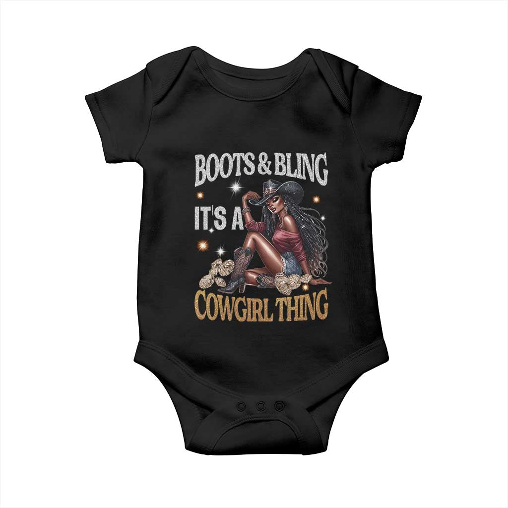 Melanin Cowgirl Baby Onesie Boots & Bling It's A Cowgirl Thing Black History
