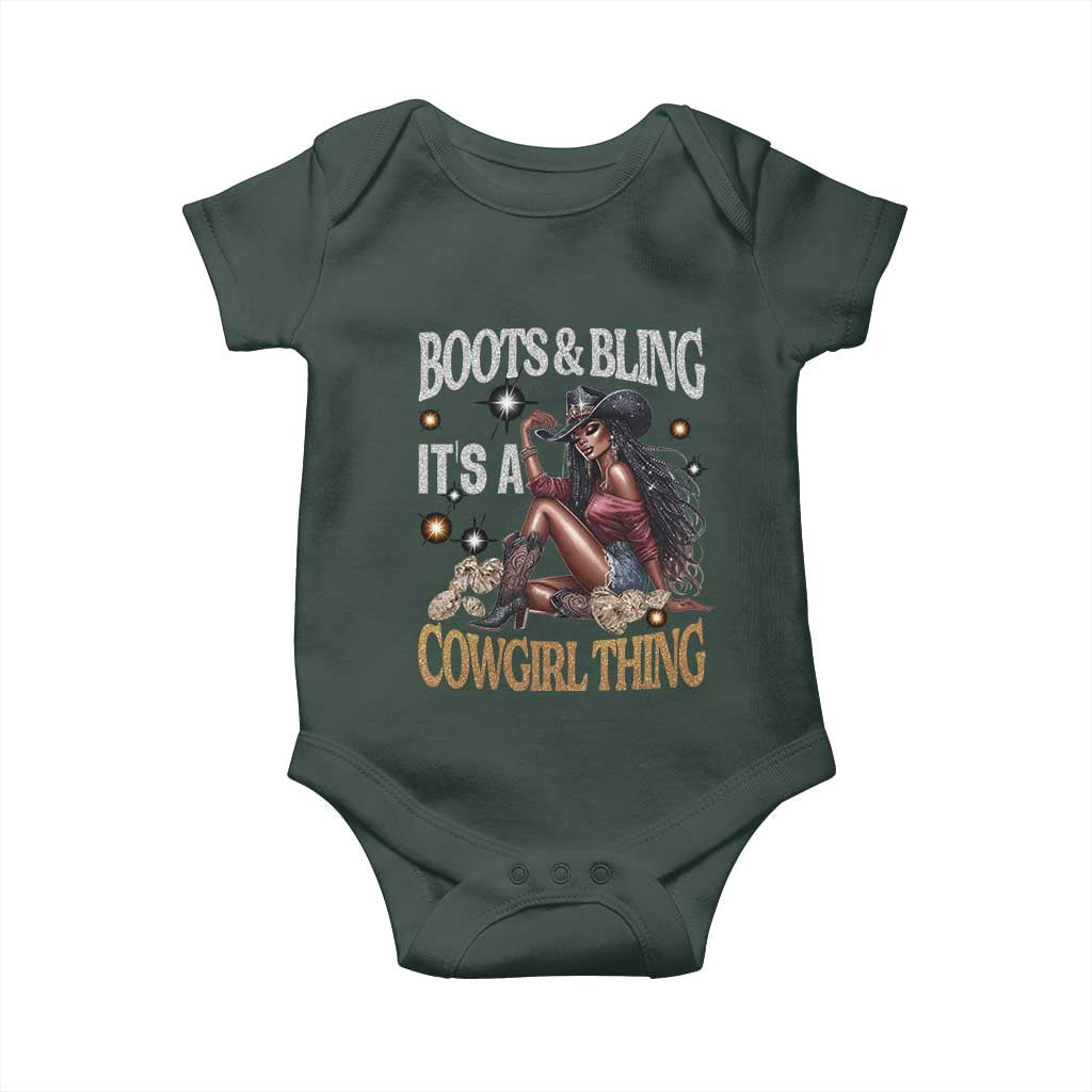 Melanin Cowgirl Baby Onesie Boots & Bling It's A Cowgirl Thing Black History
