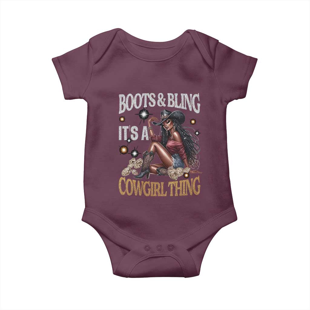 Melanin Cowgirl Baby Onesie Boots & Bling It's A Cowgirl Thing Black History