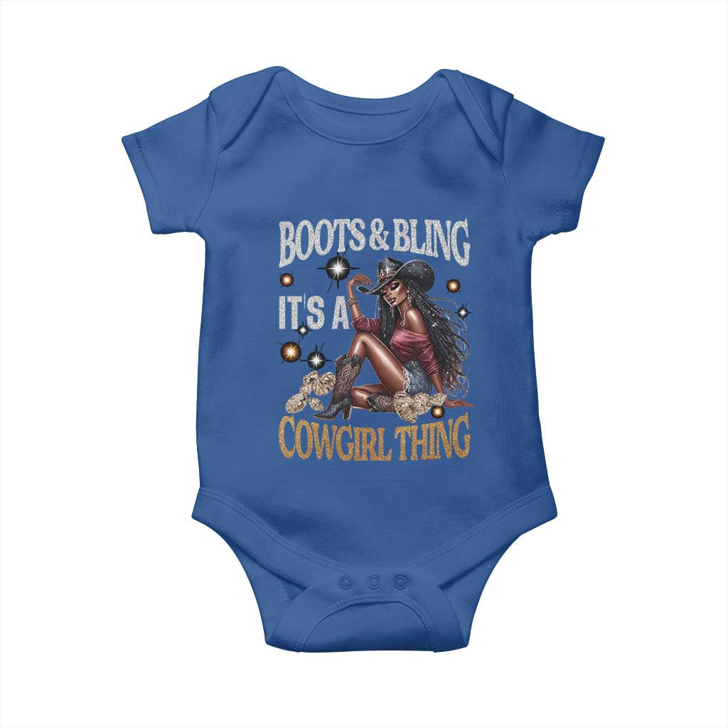 Melanin Cowgirl Baby Onesie Boots & Bling It's A Cowgirl Thing Black History