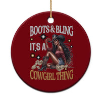 Melanin Cowgirl Ceramic Ornament Boots & Bling It's A Cowgirl Thing Black History - Wonder Print Shop