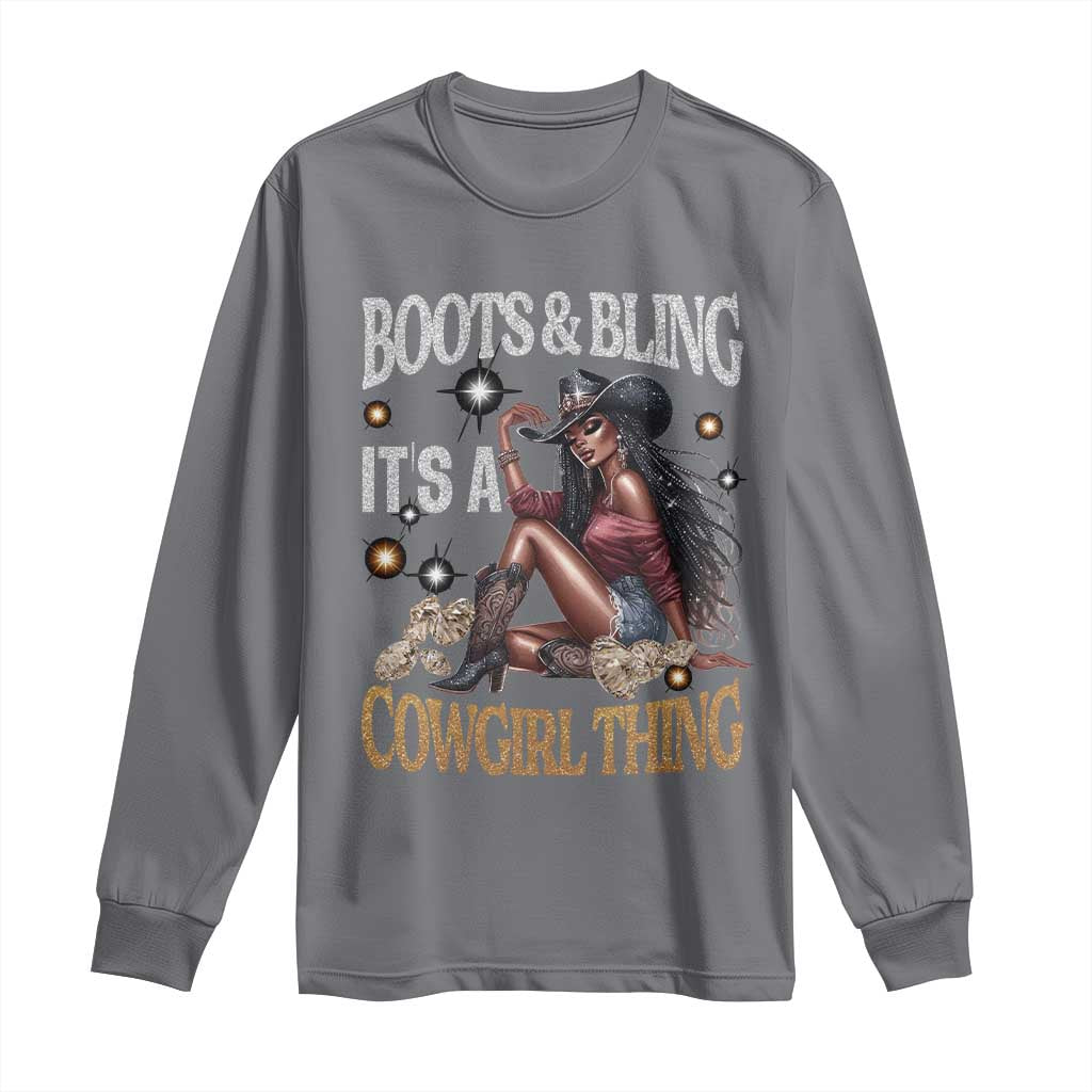 Melanin Cowgirl Long Sleeve Shirt Boots & Bling It's A Cowgirl Thing Black History