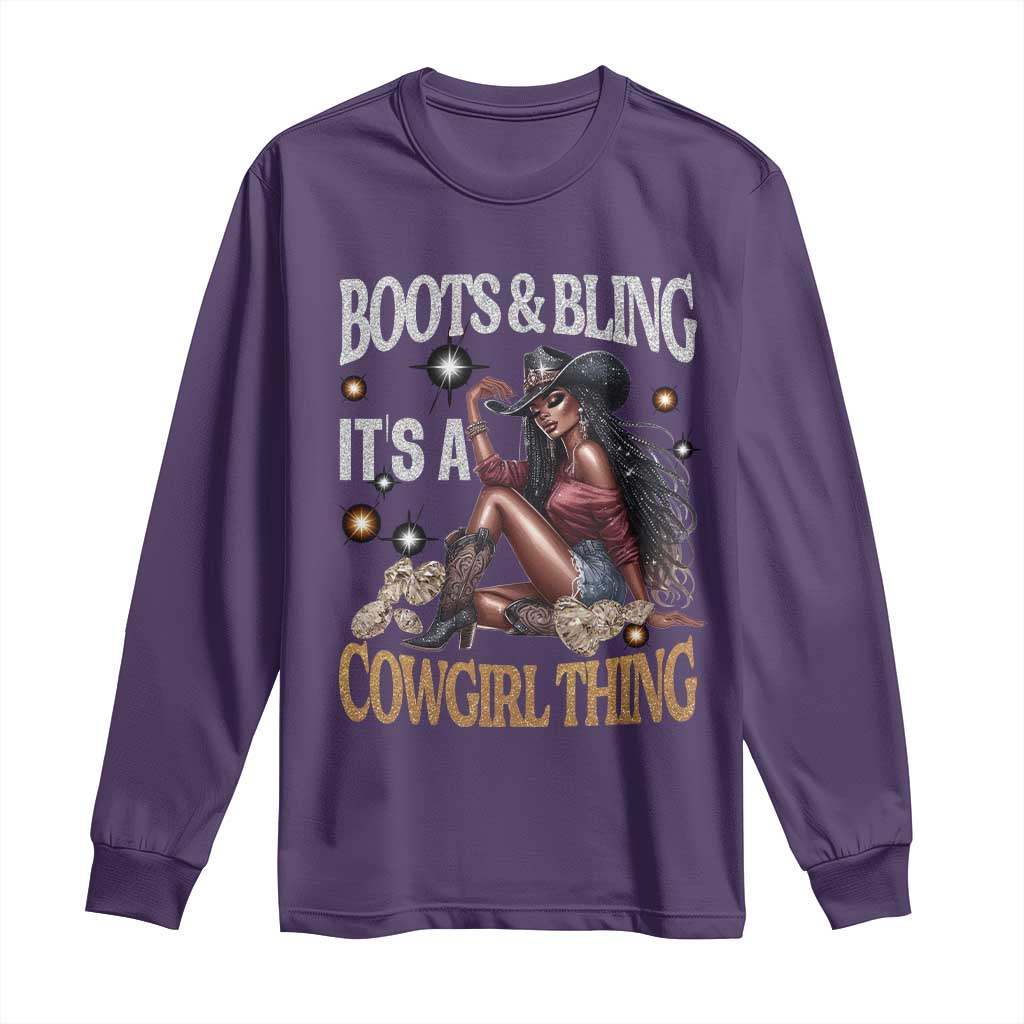 Melanin Cowgirl Long Sleeve Shirt Boots & Bling It's A Cowgirl Thing Black History