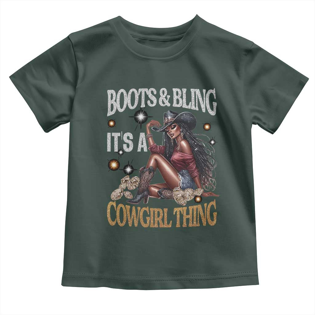 Melanin Cowgirl Toddler T Shirt Boots & Bling It's A Cowgirl Thing Black History
