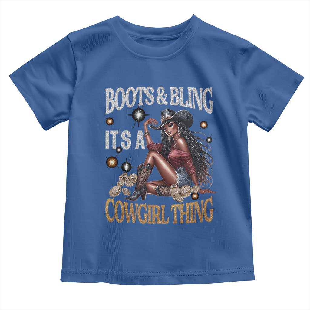 Melanin Cowgirl Toddler T Shirt Boots & Bling It's A Cowgirl Thing Black History