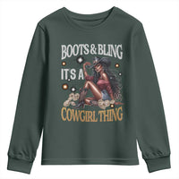 Melanin Cowgirl Youth Sweatshirt Boots & Bling It's A Cowgirl Thing Black History