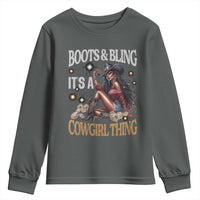 Melanin Cowgirl Youth Sweatshirt Boots & Bling It's A Cowgirl Thing Black History