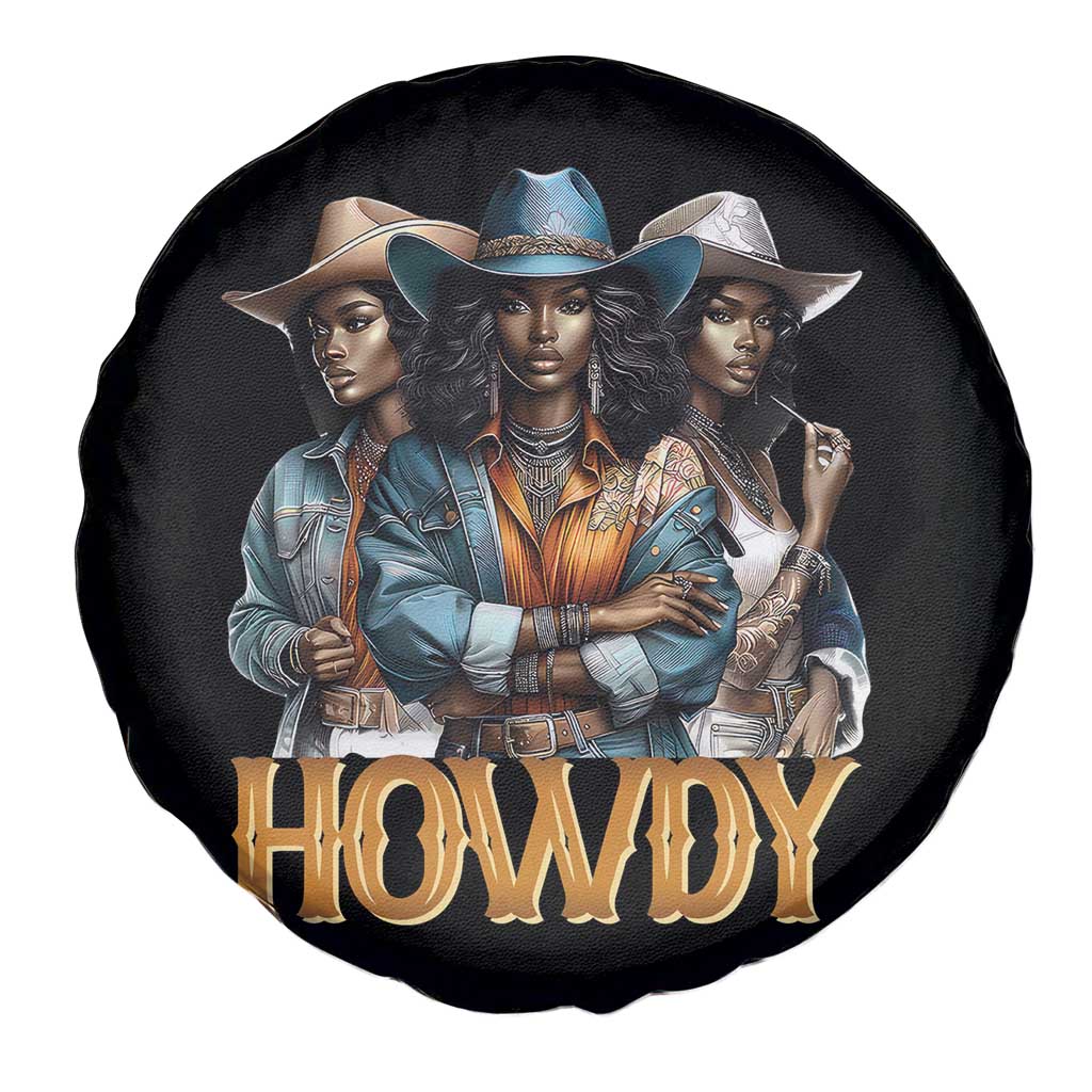 Howdy Melanin Cowgirl Spare Tire Cover Retro Western Rodeo African American Women Black History