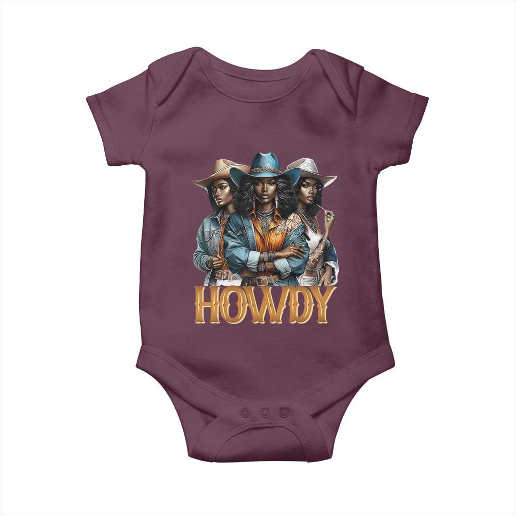 Howdy Melanin Cowgirl Baby Onesie Retro Western Rodeo African American Women Black History