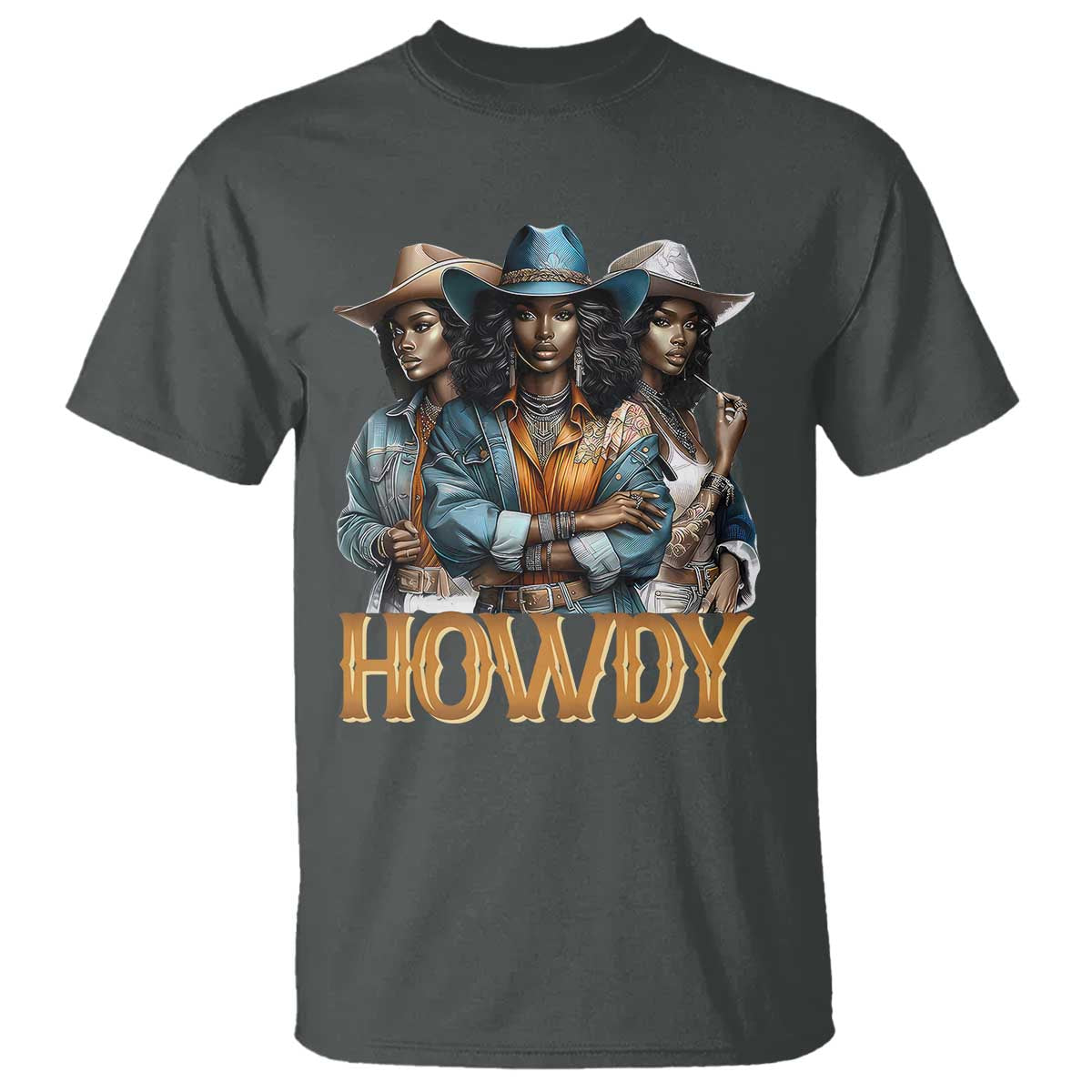 Howdy Melanin Cowgirl T Shirt Retro Western Rodeo African American Women Black History