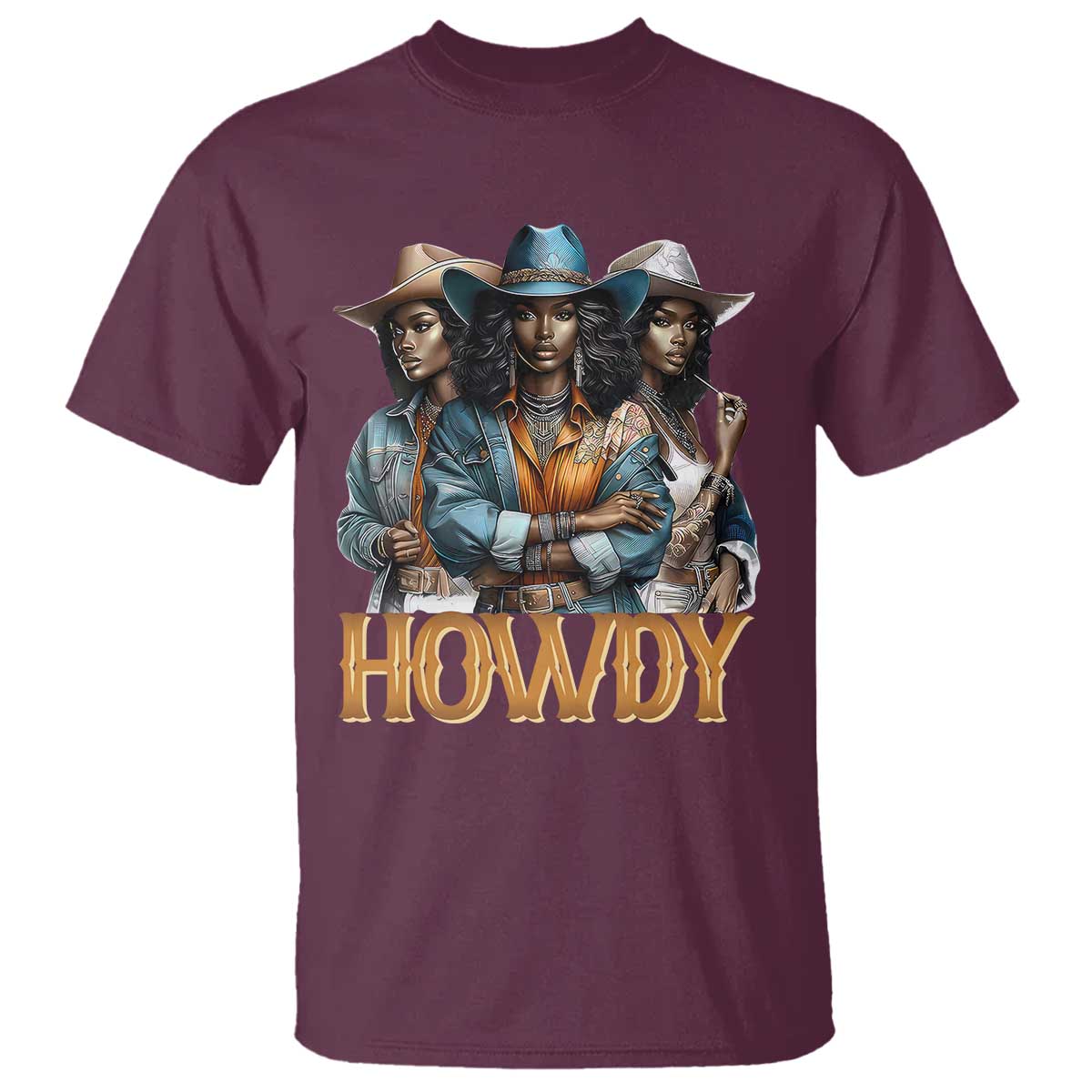 Howdy Melanin Cowgirl T Shirt Retro Western Rodeo African American Women Black History