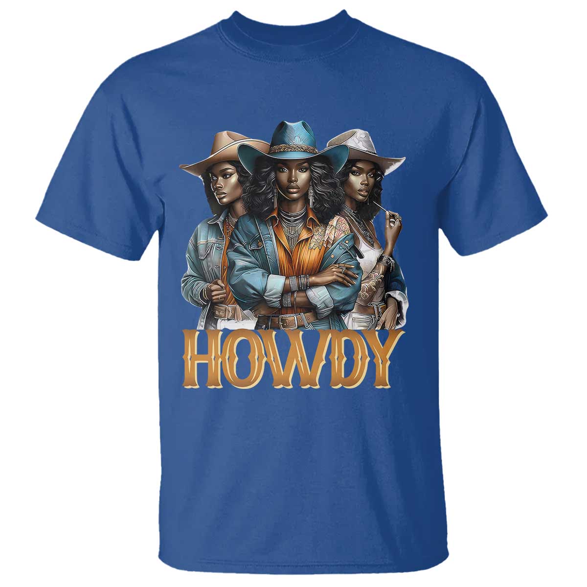 Howdy Melanin Cowgirl T Shirt Retro Western Rodeo African American Women Black History