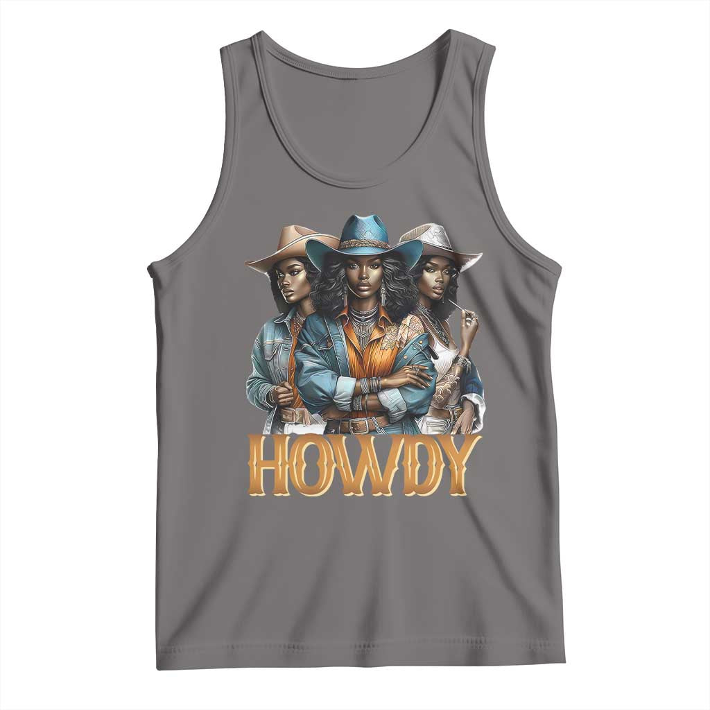 Howdy Melanin Cowgirl Tank Top Retro Western Rodeo African American Women Black History