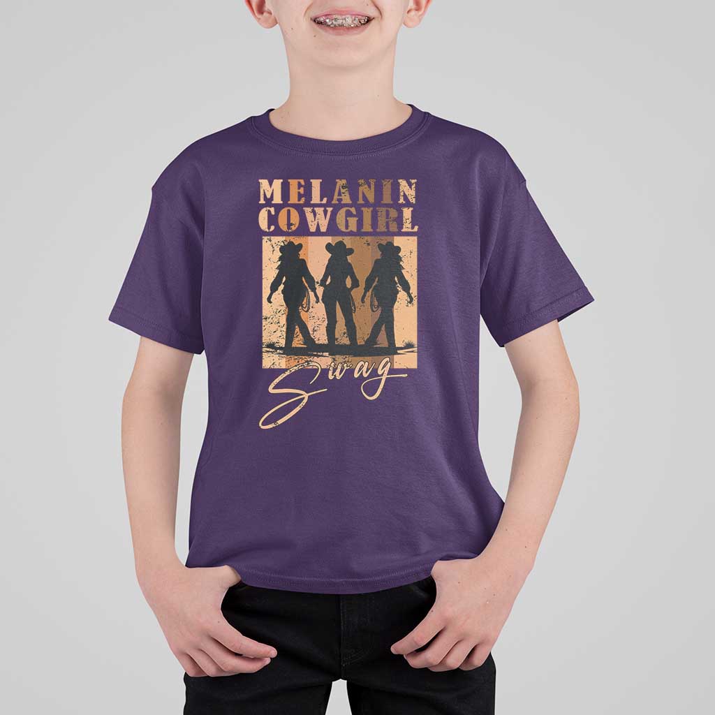 Melanin Cowgirl Swag T Shirt For Kid African American Cowgirls Black History Pride Retro