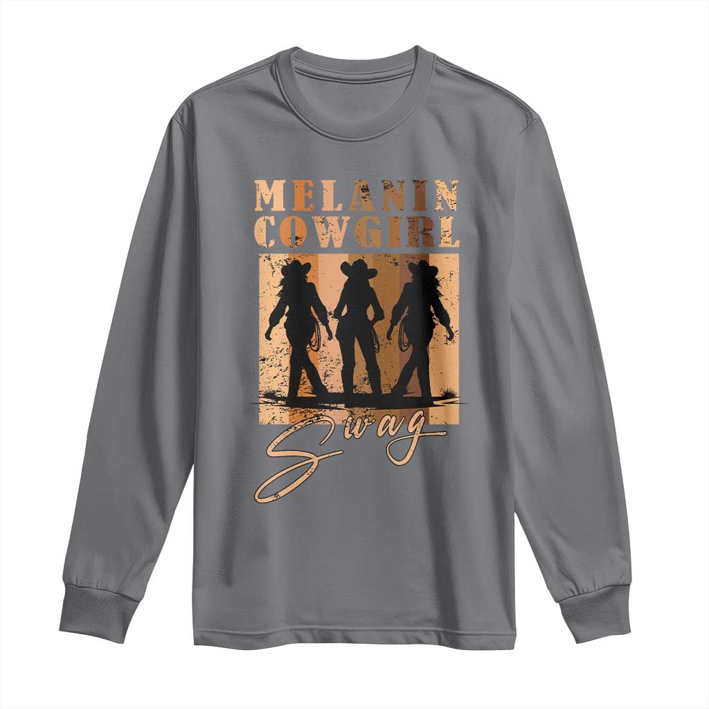 Melanin Cowgirl Swag Long Sleeve Shirt African American Cowgirls Black History Pride Retro
