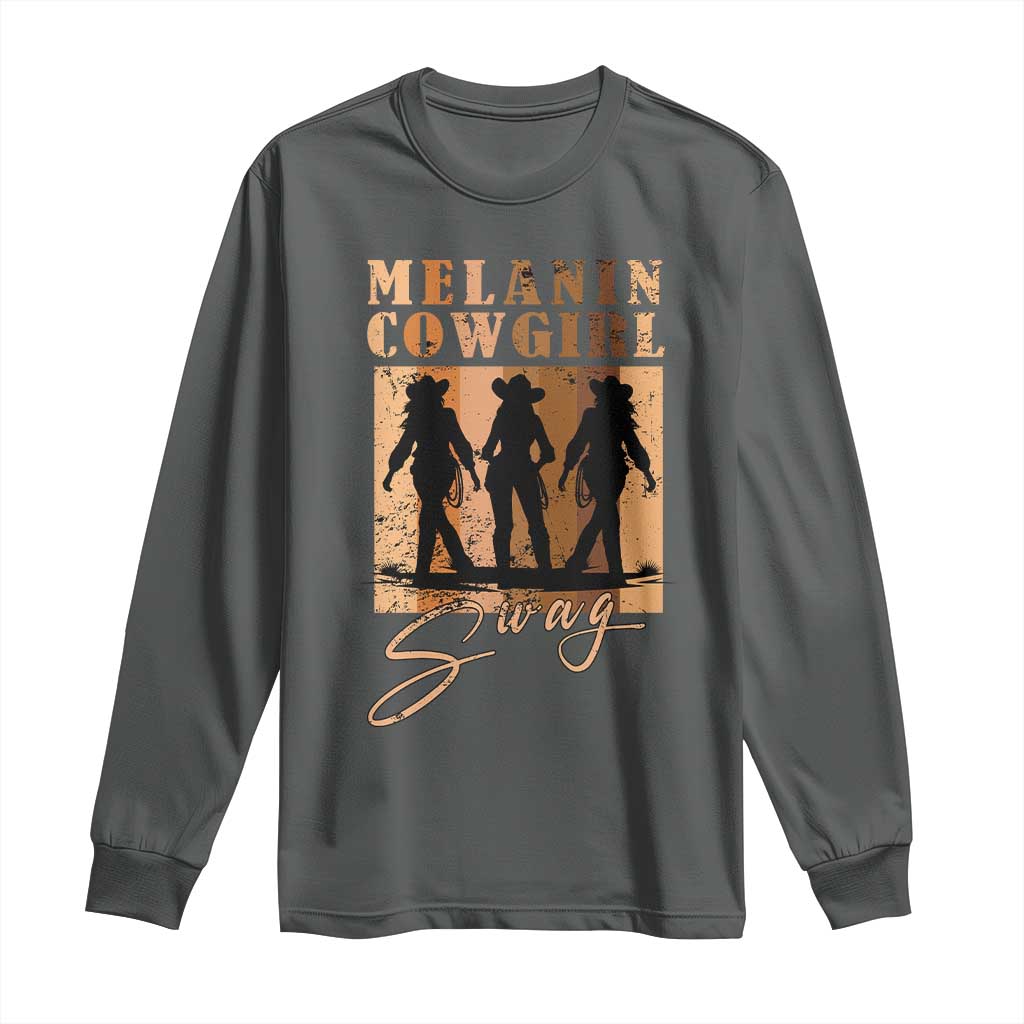 Melanin Cowgirl Swag Long Sleeve Shirt African American Cowgirls Black History Pride Retro