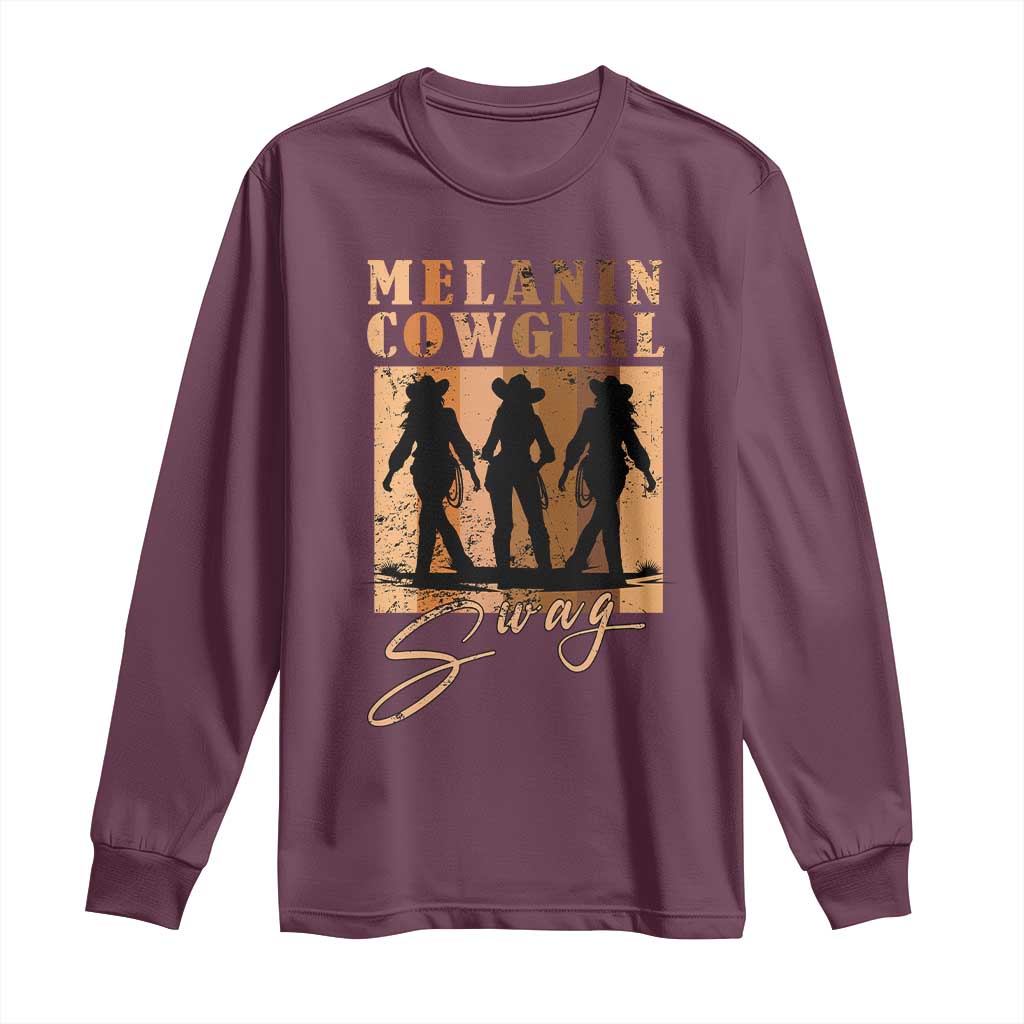 Melanin Cowgirl Swag Long Sleeve Shirt African American Cowgirls Black History Pride Retro
