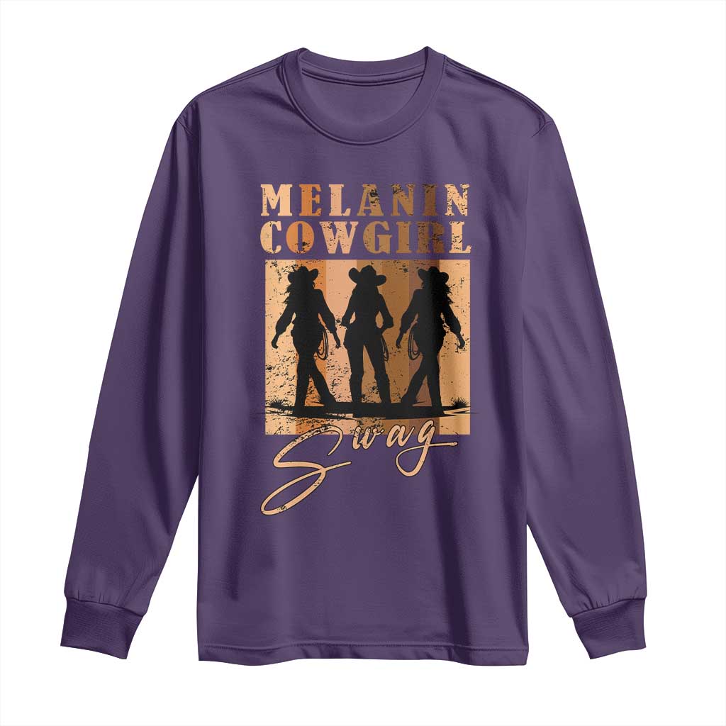 Melanin Cowgirl Swag Long Sleeve Shirt African American Cowgirls Black History Pride Retro