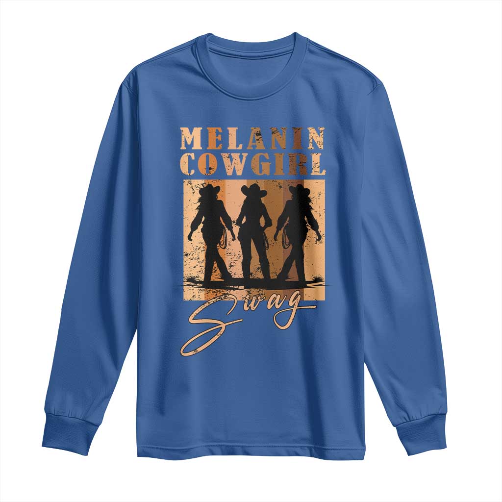 Melanin Cowgirl Swag Long Sleeve Shirt African American Cowgirls Black History Pride Retro
