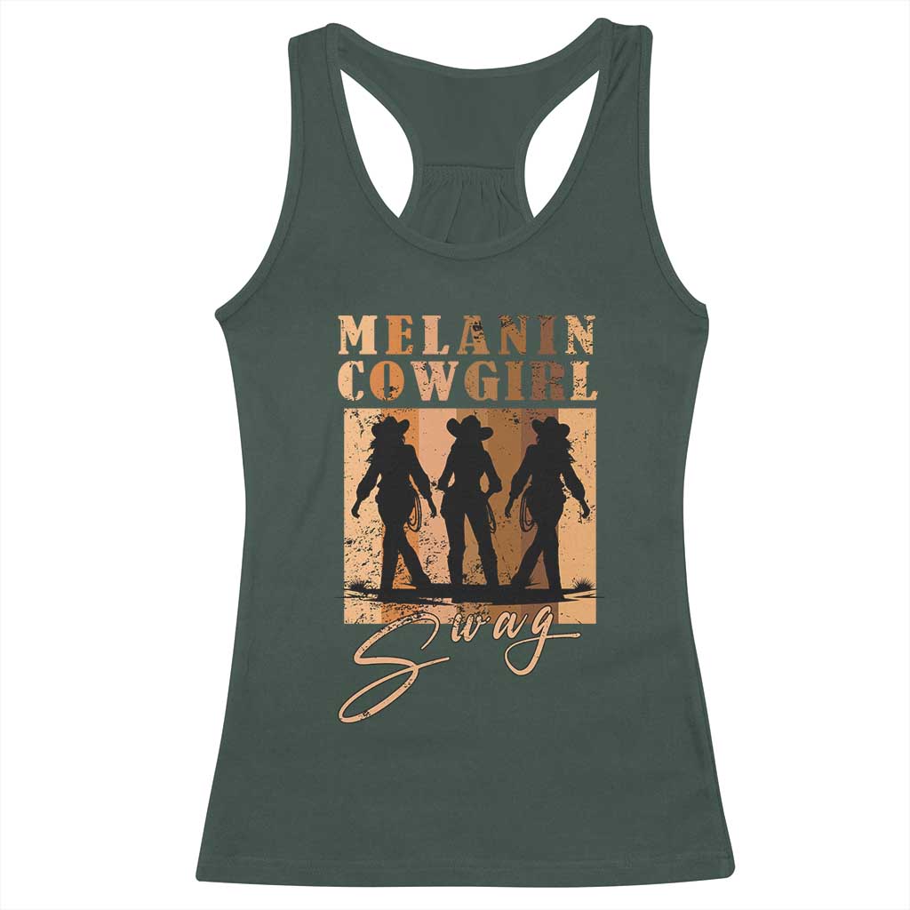 Melanin Cowgirl Swag Racerback Tank Top African American Cowgirls Black History Pride Retro