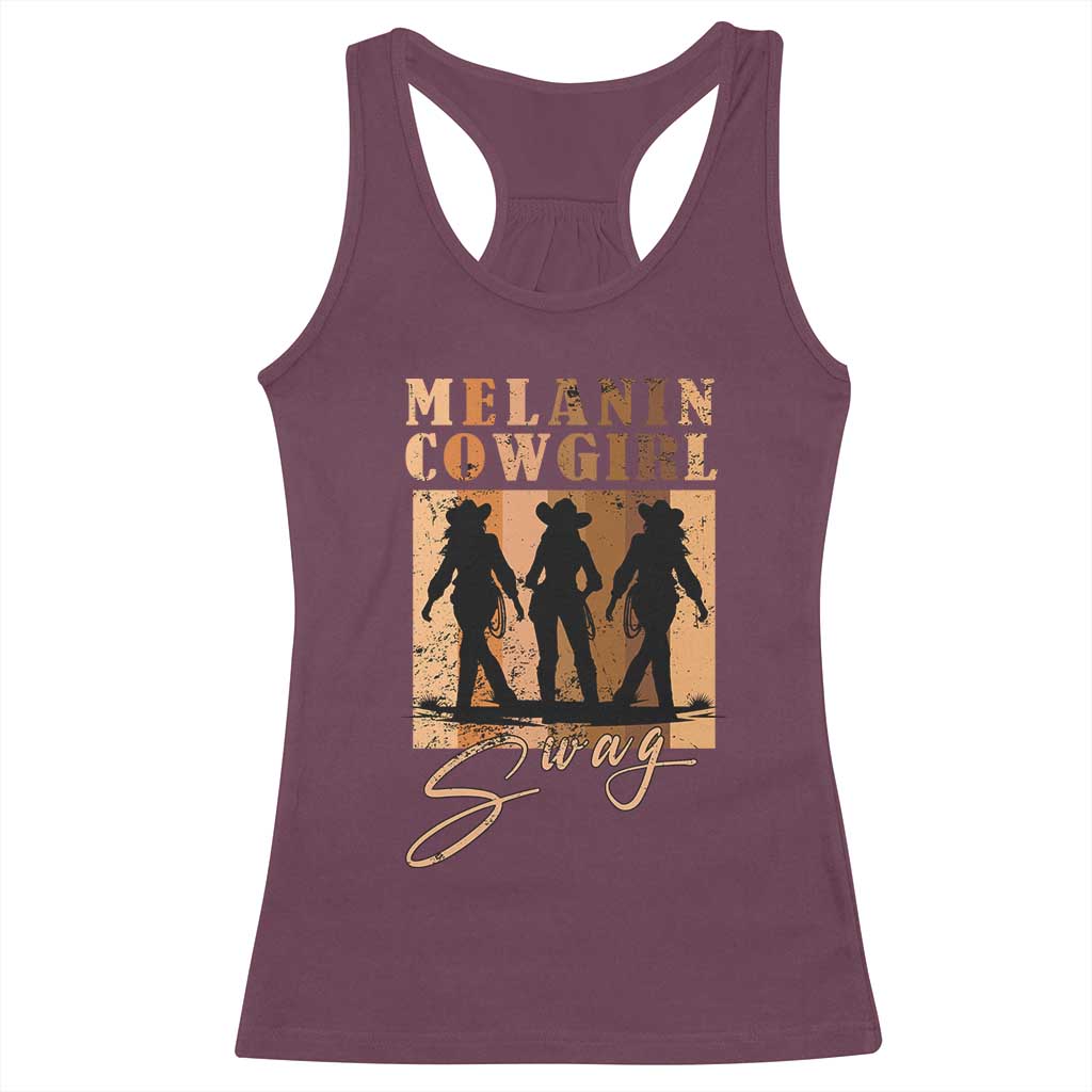 Melanin Cowgirl Swag Racerback Tank Top African American Cowgirls Black History Pride Retro